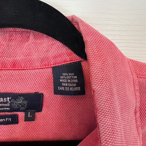 Nat Nast Luxury Originals Silk Blend Hawaiian Camp Shirt Light Red Mens Size L - Picture 3 of 5